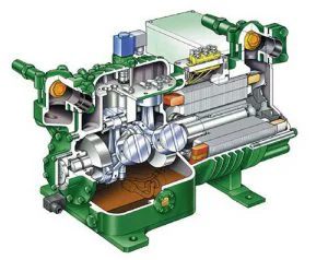 نمای داخلی کمپرسور پیستونی